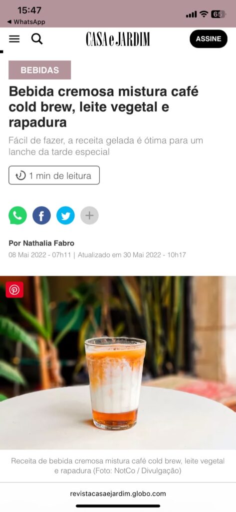NotCo na Casa e Jardim