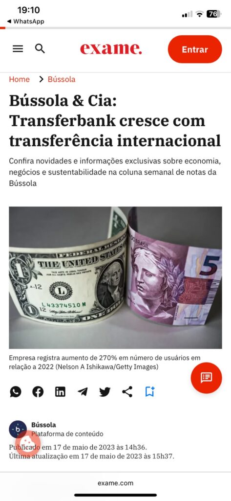 Transferbank na Exame
